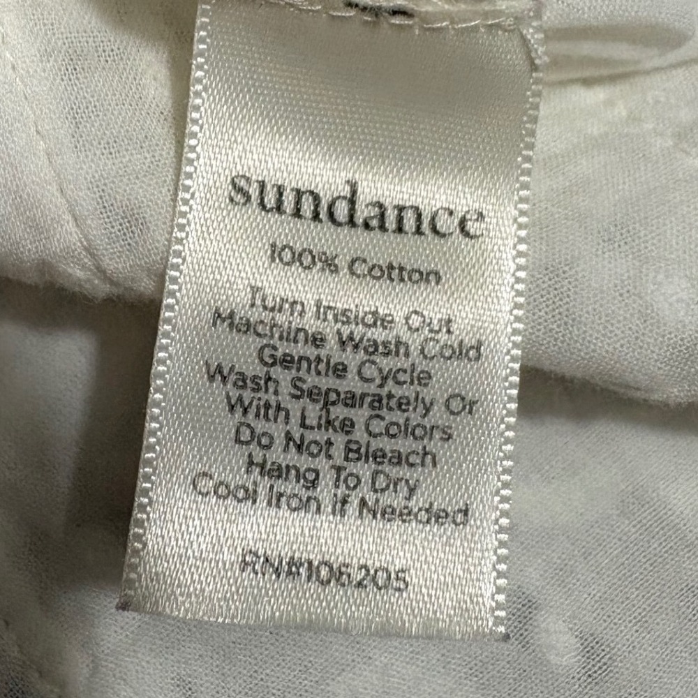Sundance Eyelet Lace Blouse Medium White Swiss Dot Mock Neck EUC - Picture 8 of 9